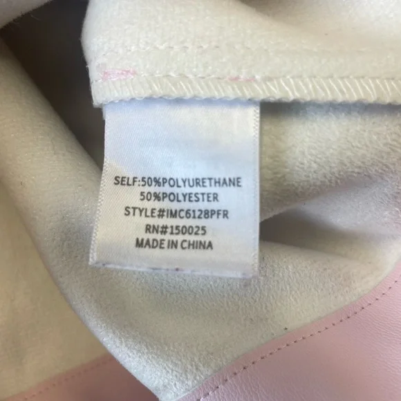 ALYA Elegant Faux Leather Light Pink Skort with Bow Detail - Picture 7 of 7